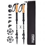 Foxelli Trekking Poles – Collapsible, Lightweight, Shock-Absorbent, Carbon Fiber Hiking, Walking & Running Sticks with Natural Cork Grips, Quick Locks, 4 Season / All Terrain Accessories and Carry Bag