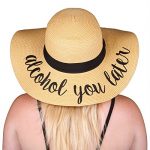 Funky Junque’s Women’s Bold Cursive Embroidered Adjustable Beach Floppy Sun Hat